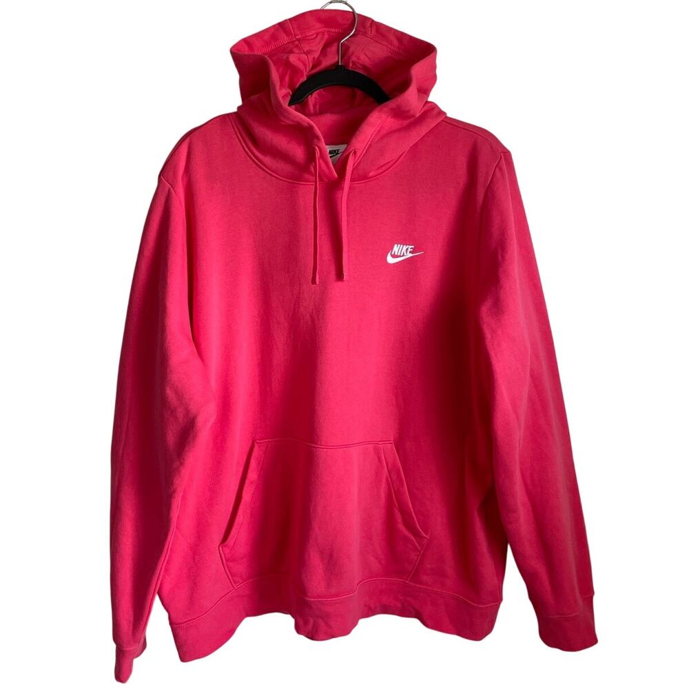 Nike Hooded Pullover Sweatshirt Men's XXL Dark Pink Embroidered Logo